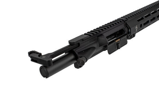 The 9mm AR15 complete upper receiver from Stern Defense features a heavy bolt and large latch charging handle